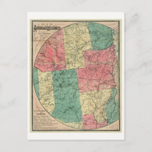 Stoddards Karta i Adirondack Wilderness 1883 Vykort