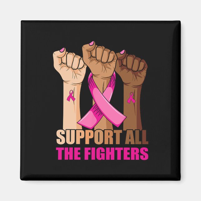 Stöder alla stridande bröstcancerfärgade menyfliks magnet (Framsidan)