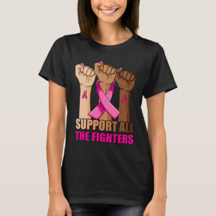 Stöder alla stridande bröstcancerfärgade menyfliks t shirt