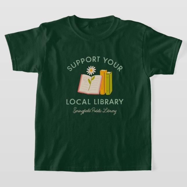 Stöder Anpassningsbarna Local Bibliotek T Shirt (Laydown)