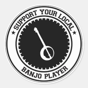 Stöder din lokala banjo Player Runt Klistermärke