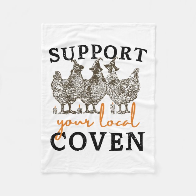 Stöder din lokala Coven Funny Farm Witch Chicken Fleecefilt (Framsidan)