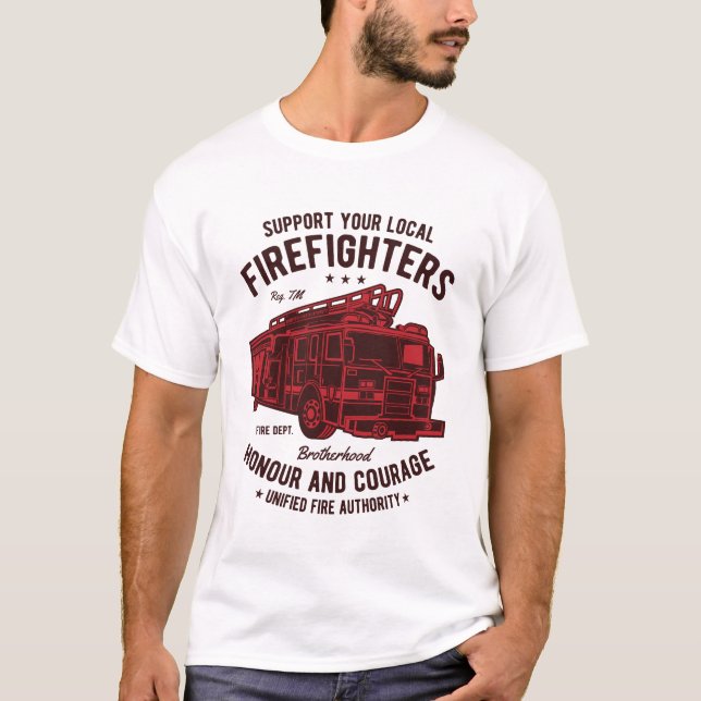 Stöder din lokala Manar för brandsläckare Tee (Framsida)