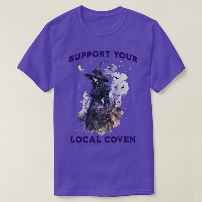 Stöder ditt lokala kuven Witchy Halloween T Shirt (Design framsida)