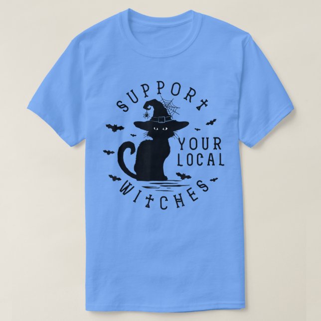 Stöder lokala vitches Kat-spökutrustning för Ha T Shirt (Design framsida)