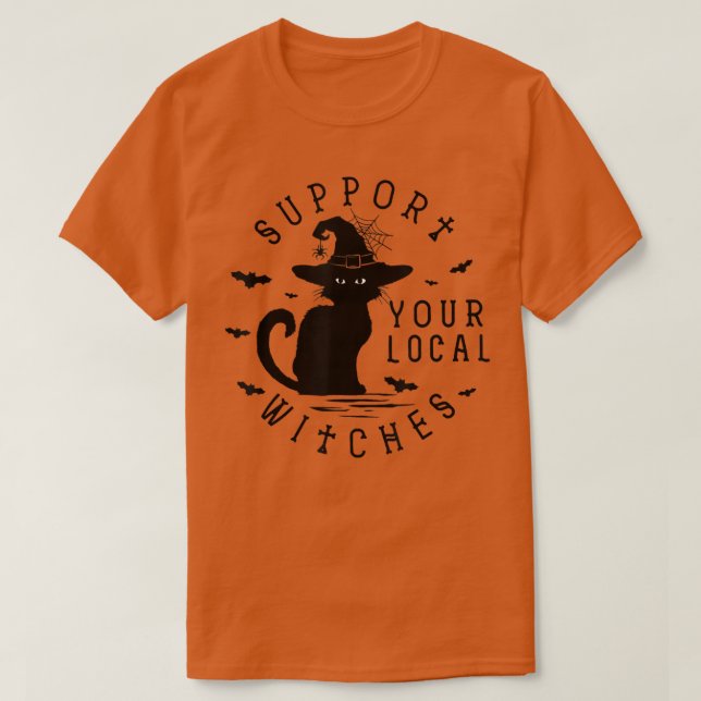 Stöder lokala vitches Kat-spökutrustning för Ha T Shirt (Design framsida)