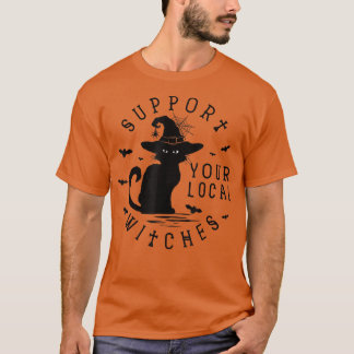 Stöder lokala vitches Kat-spökutrustning för Ha T Shirt