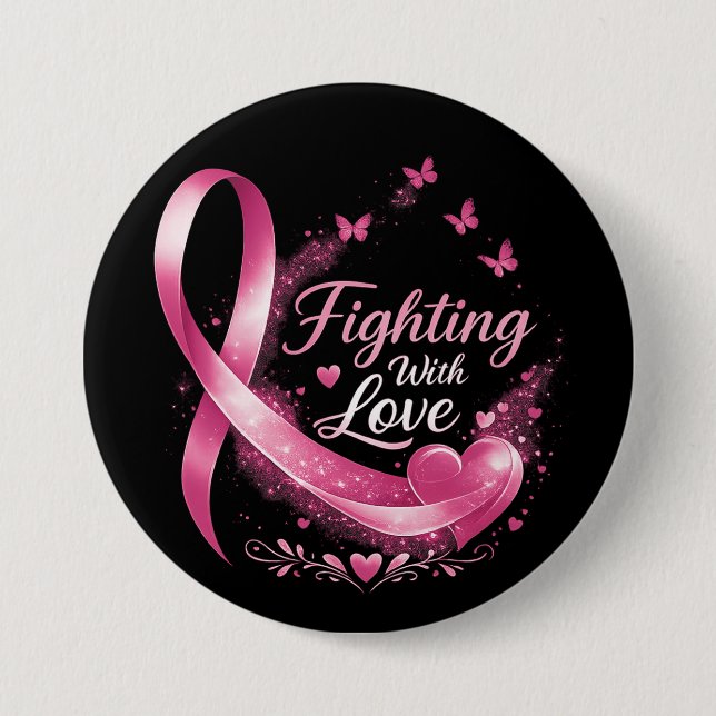 Stödetteam Bröstcancer Medvetenhet rosa bandet Knapp (Framsida)