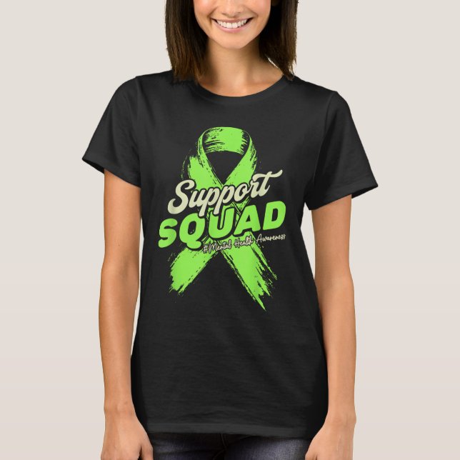 Stödgrupp för mental hälsa medvetenhet Lime Green  T Shirt (Framsida)