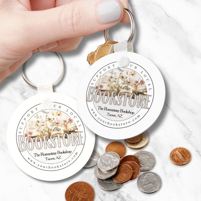Stödja Anpassningsbarna Bok Klubb i Local Bookstor Nyckelring (custom personalized book store bookshop keychains for marketing advertising book club shop local)