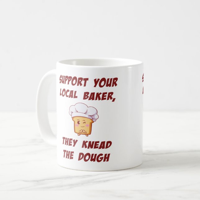 Stödja bagaren som de knäpper i degen kaffemugg (Framsida vänster)