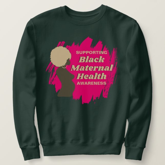 Stödja BLACK MATERNAL Health Awareness Lång Ärmad Tröja (Design framsida)