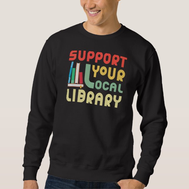 Stödja din bokmask för Bibliotek Bibliotek Lång Ärmad Tröja (Framsida)