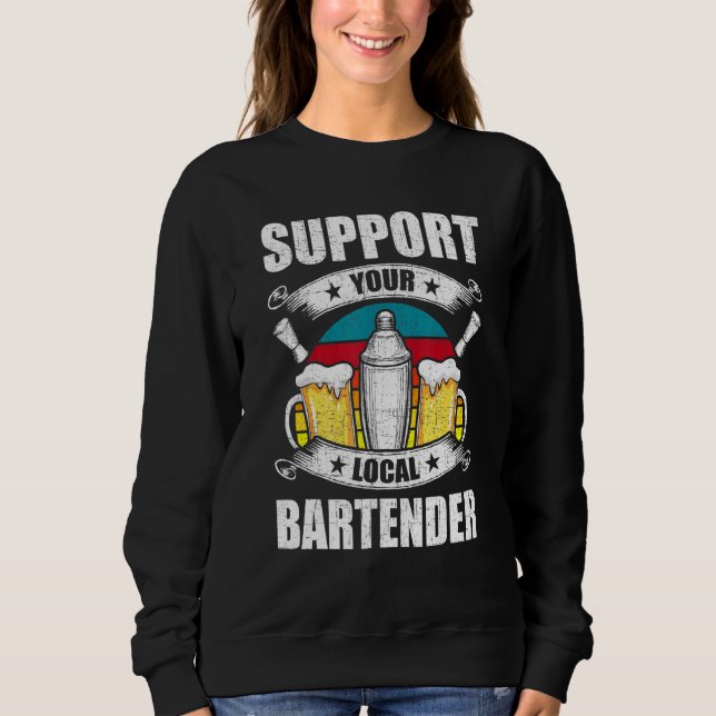 Stödja din lokala Bartender Bartending Bartender T Shirt (Framsida)