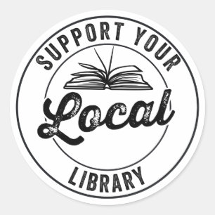 stödja din lokala bibliotek runt klistermärke