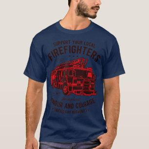 Stödja din lokala brandkår med heder och mod t shirt