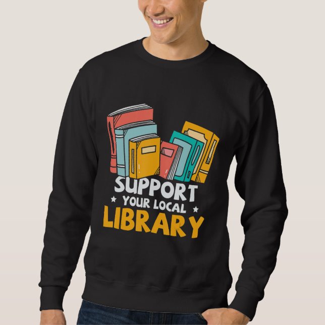 Stödja ditt lokala Bibliotek Bok NERD-råd Lång Ärmad Tröja (Framsida)
