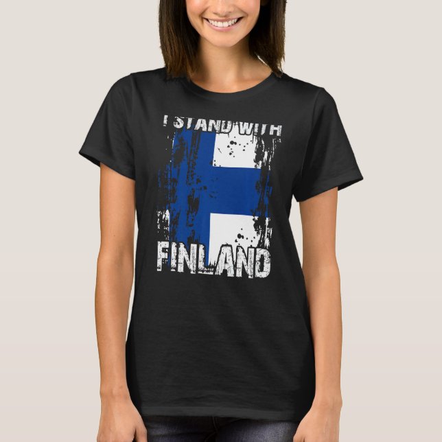Stödja Finlands uppehåll med Finlands finska Flagg T Shirt (Framsida)