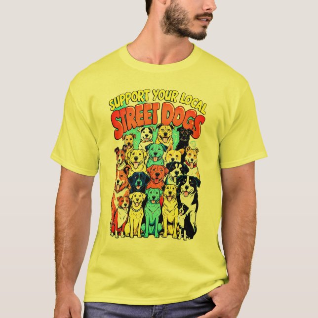 Stödja Hund lokala gatuadress T Shirt (Framsida)