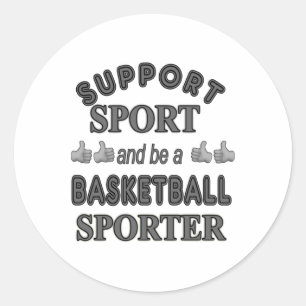 Stödja idrott och vara en basketsport 1 runt klistermärke