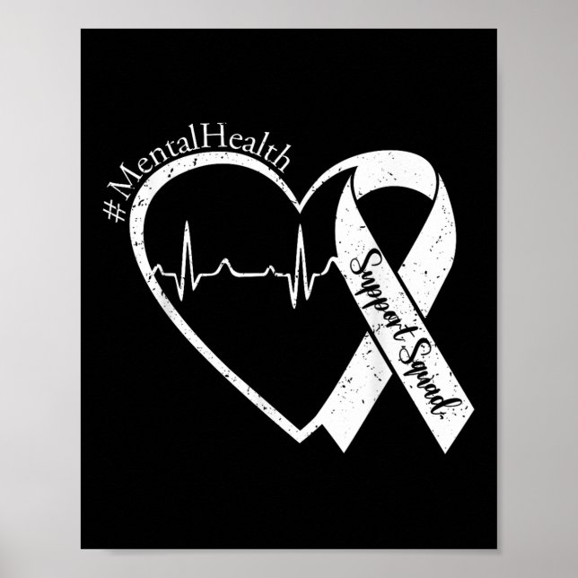 Stödja kvadratmentalvårdsmedvetandegrad, grön R Poster (Framsidan)