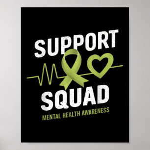 Stödja kvadratmentalvårdsmedvetandegrad, grön R Poster