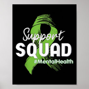 Stödja kvadratmentalvårdsmedvetandegrad, grön R Poster