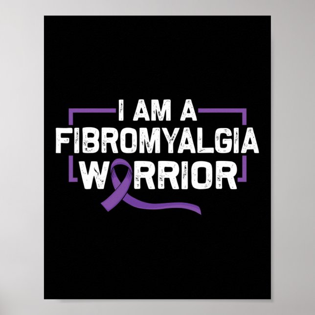 Stödja Lila Ribbon Warrior of Fibromyalgia Awar Poster (Framsidan)