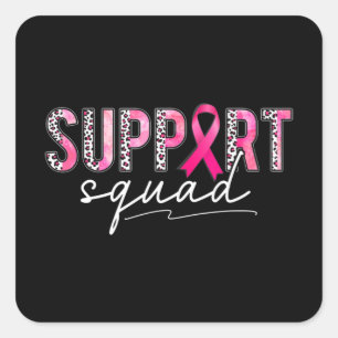 Stödja Rosa Leopard Ribbon Breast Cancer Aw Fyrkantigt Klistermärke