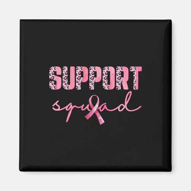Stödja Rosa på torget Ribbon Leopard Breast Cancer Magnet (Framsidan)