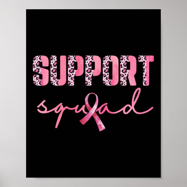 Stödja Rosa på torget Ribbon Leopard Breast Cancer Poster (Framsidan)
