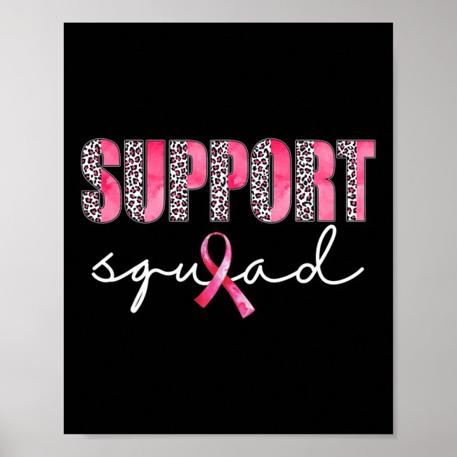 Stödja Squad Leopard Rosa Warrior Breast Cancer A Poster (Framsidan)