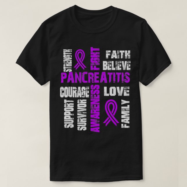 Stödja tro och bekämpa PANCREATITIT T Shirt (Design framsida)