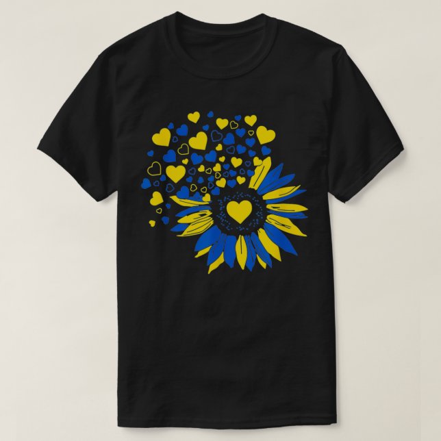 Stödja Ukraina Solros Ukrainas Flagga Heart Manar T Shirt (Design framsida)