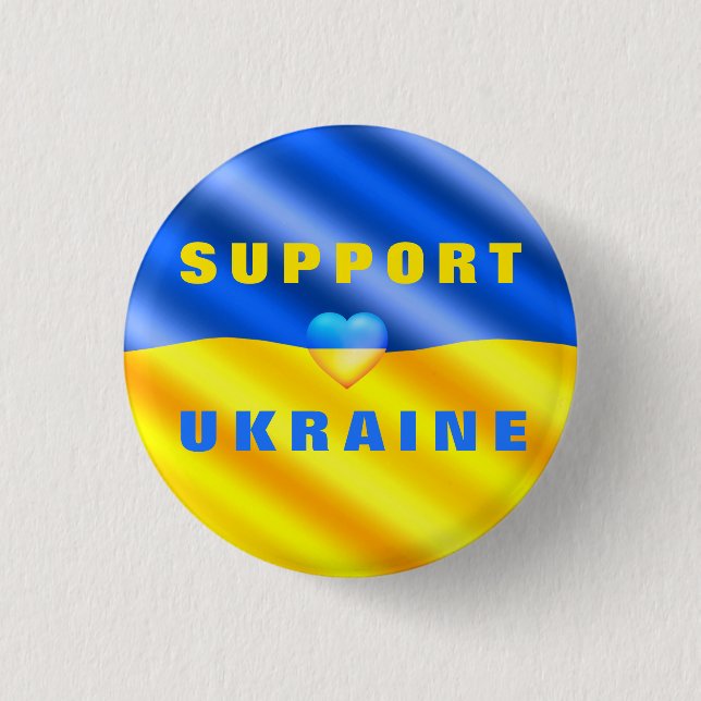 Stödja Ukrainas Button Freedom Heart-Flagga Knapp (Framsida)