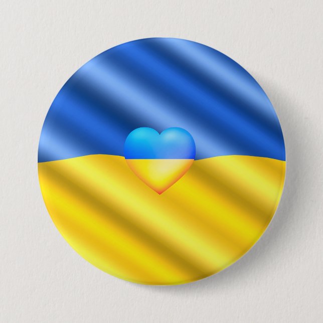 Stödja Ukrainas frihetshjärta - Ukrainas Flagga Knapp (Framsida)