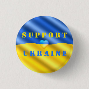 Stödja Ukrainas frihetshjärta - Ukrainas Flagga Knapp