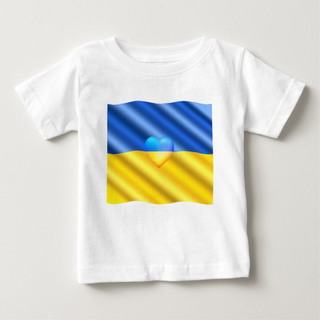 Stödja Ukrainas frihetshjärta, ukrainsk Flagga T Shirt (Framsida)