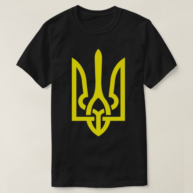 Stödja Ukrainas novelty av trizyb-tridoner med blå T Shirt (Design framsida)