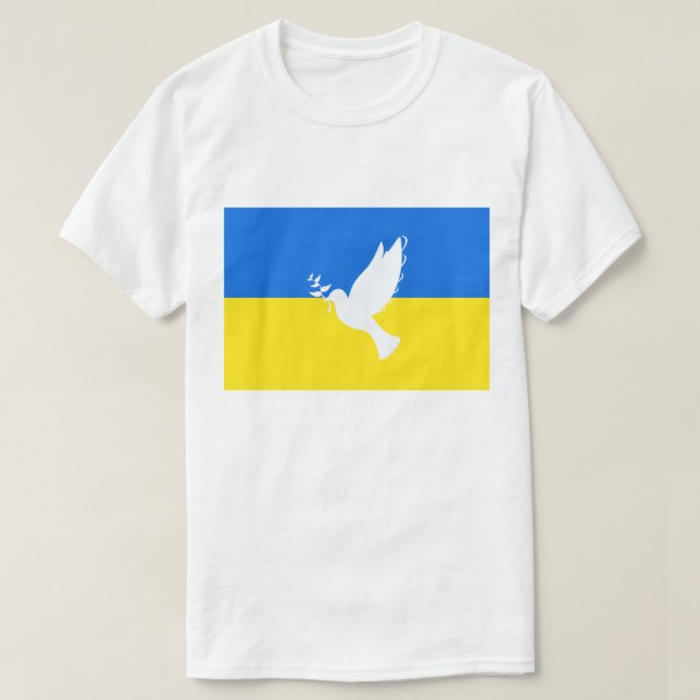 Stödja Ukrainas T-Shirt Peace Dove-Flagga (Design framsida)