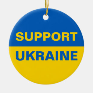 Stödja Ukrainas ukrainska Flagga Julgransprydnad Keramik