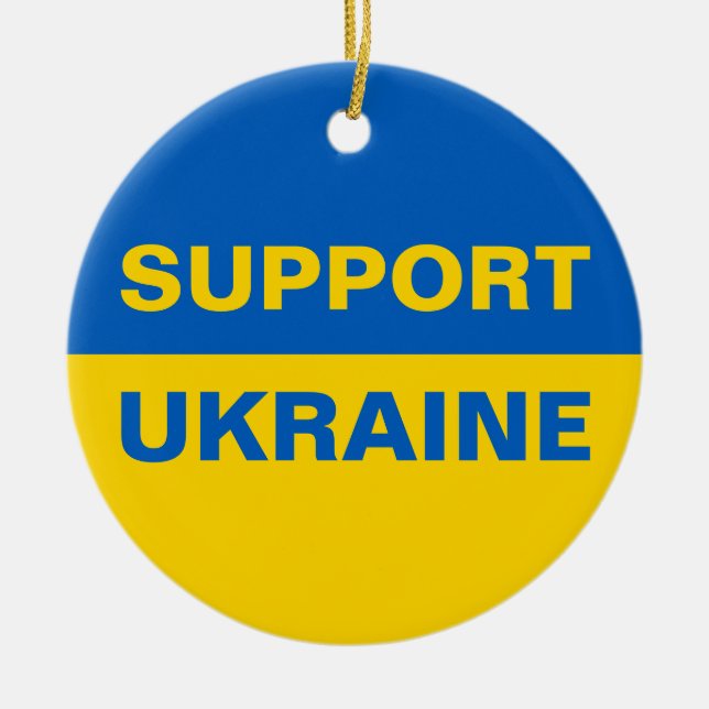 Stödja Ukrainas ukrainska Flagga Julgransprydnad Keramik (Framsidan)