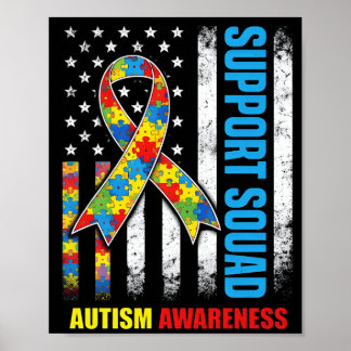 stödlag autism band medvetenhet usa flagga poster