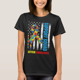 stödlag autism band medvetenhet usa flagga t shirt