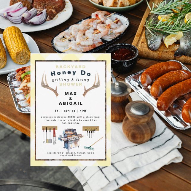 Stödraster och fixering av Gult Par Shower Inbjudningar (Skapare uppladdad)