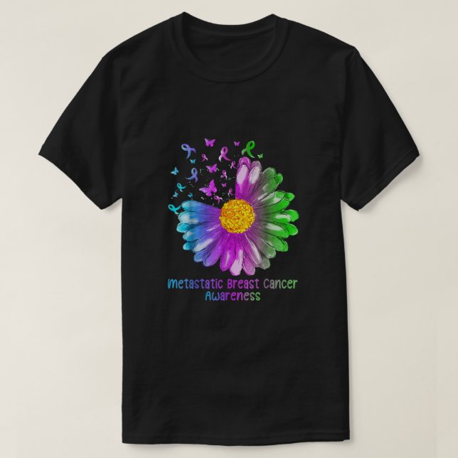Stödruta för bröstcancermedvetande vid metastasera t shirt (Design framsida)