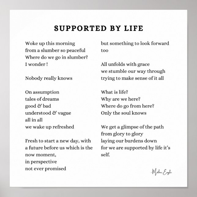 Stöds av livets självuppmuntrande dikt i kärlek poster (Framsidan)