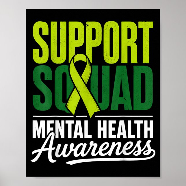 Stödteam för mental hälsa medvetenhet grön band poster (Framsidan)