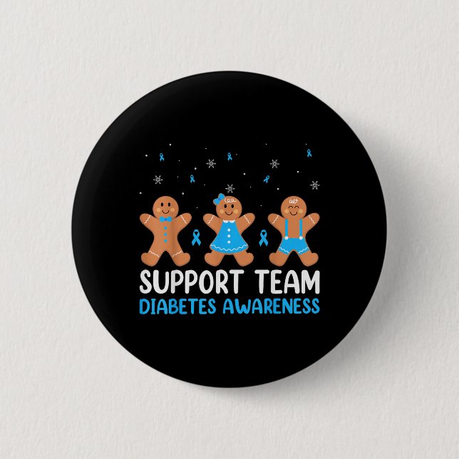 Stödteam Gingerbread Blue Ribbon Diabetes Knapp (Framsida)