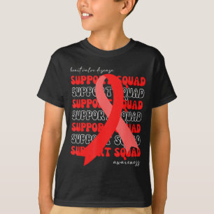 Stödteam Hjärtklaffsjukdom Medvetenhet Röd Ri T Shirt